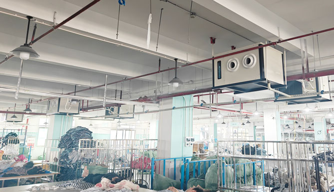 廠房車(chē)間制冷降溫，應(yīng)用蒸發(fā)冷省電空調(diào)-臥式射流空調(diào)