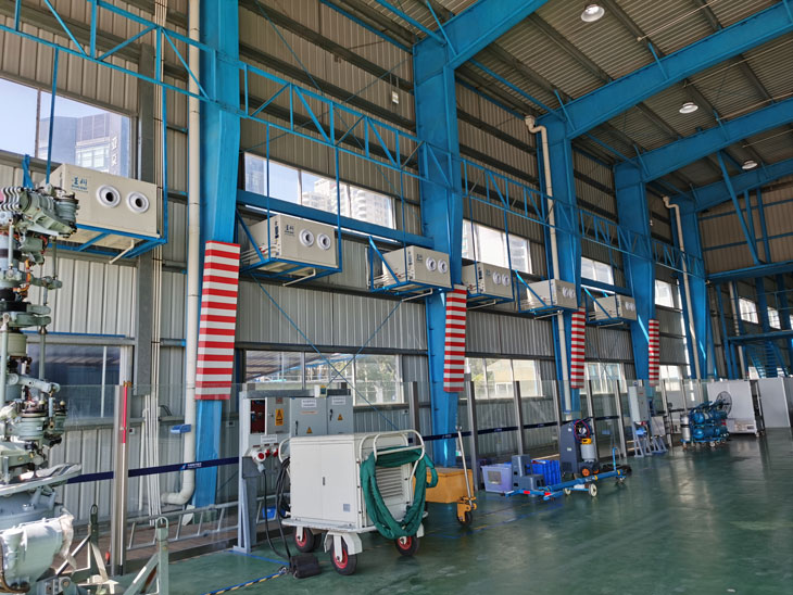 飛機維修倉庫降溫空調安裝工業省電空調-吊頂式射流空調機組